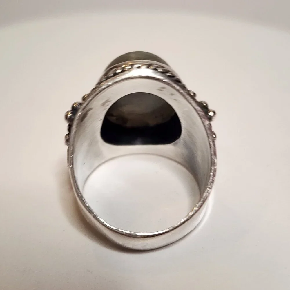 925 Silver Gray Stone Ring